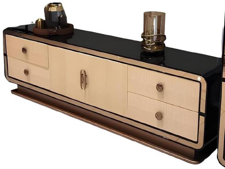 Xlmoebel Sideboard Design-Kommode Hochglanz Sideboard mit Schubladen und Regalböden (1 St., Sideboard), Hergestellt in Europa, braun von OTTO
