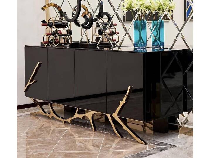 Xlmoebel Sideboard Designer Möbel Schubladenkommode Schrank Regal Luxus Wohnzimmermöbel (1 St., Sideboard), Hergestellt in Europa, schwarz von OTTO
