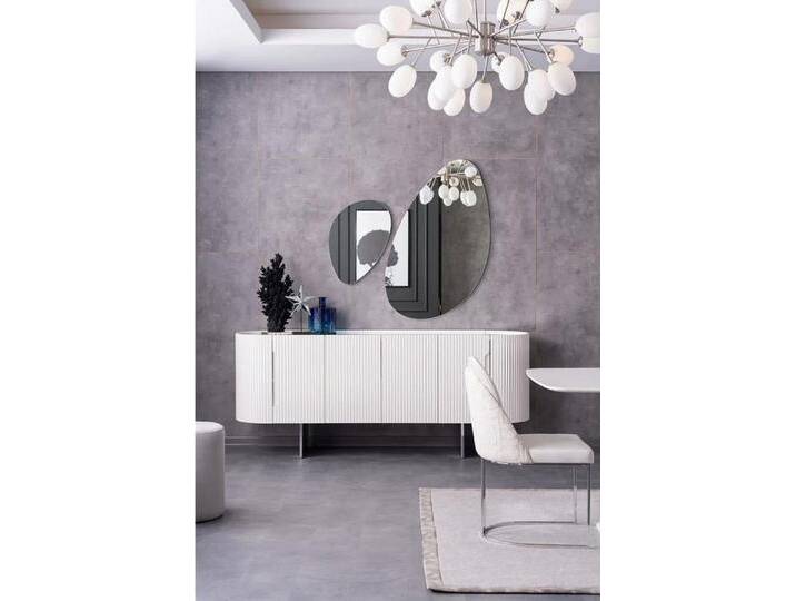 Xlmoebel Sideboard Designerset mit zwei Spiegel-Highboard-Schränken in verspiegeltem (Sideboard + 2x Spiegele), Hergestellt in Europa, weiß von OTTO