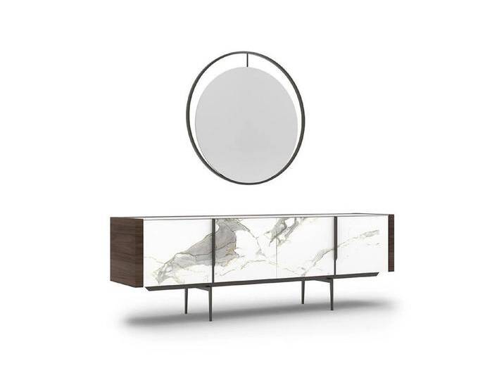 Xlmoebel Sideboard Exklusives Speisezimmer Elegantes Highboard mit Spiegelgestaltung (2 St., Sideboard mit Spiegel), Hergestellt in Europa, weiß von OTTO