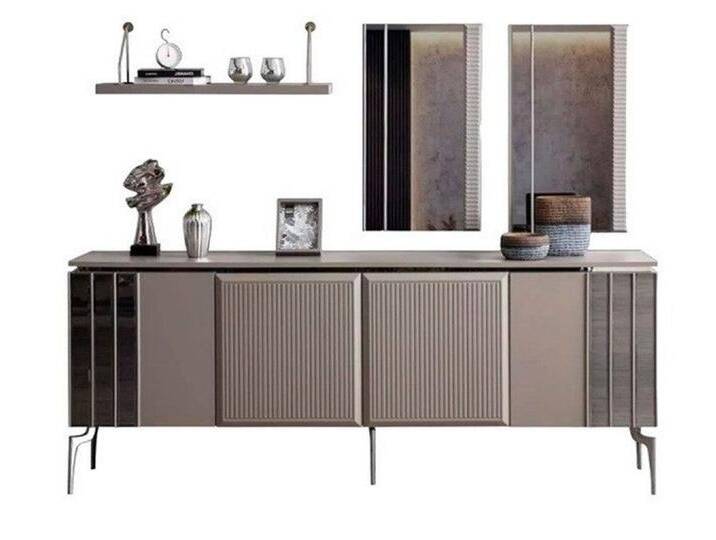 Xlmoebel Sideboard Garnitur Sideboard mit Spiegel Schrank Anrichte Grau Kommode aus Holz (3 St., Sideboard/2x Spiegel), Hergestellt in Europa, grau von OTTO