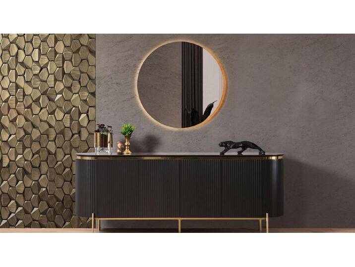 Xlmoebel Sideboard Modernes Esszimmer-Set mit schwarzer Anrichte und Spiegel, 2-teilig. (2tlg.Esszimmer Set (Anrichte+Spiegel), Hergestellt in Europa von OTTO
