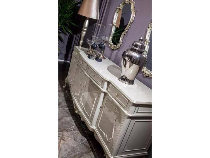 Xlmoebel Sideboard Neu Luxuriöses Holz-Sideboard mit Glas-Schrank für das Wohnzimmer (Sideboard), Hergestellt in Europa, weiß von OTTO