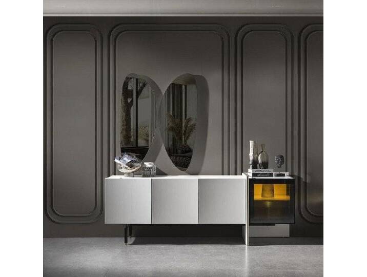 Xlmoebel Sideboard Neues modernes weißes Esszimmer-Design aus Holz mit Spiegel (Set Sideboard + Spiegel), Hergestellt in Europa, weiß von OTTO
