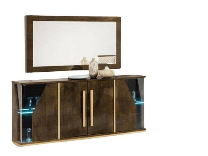 Xlmoebel Sideboard Set Kommode Spiegel Designer Schrank Holz Hochglanz xxl Luxus (1 St., Kommode + Spiegel), Hergestellt in Europa, braun von OTTO
