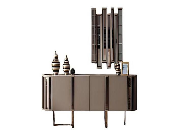 Xlmoebel Sideboard Spiegel-Sideboard Luxus Kommoden-Set aus Holz (2 St., Sideboard + Spiegel), Hergestellt in Europa, beige von OTTO