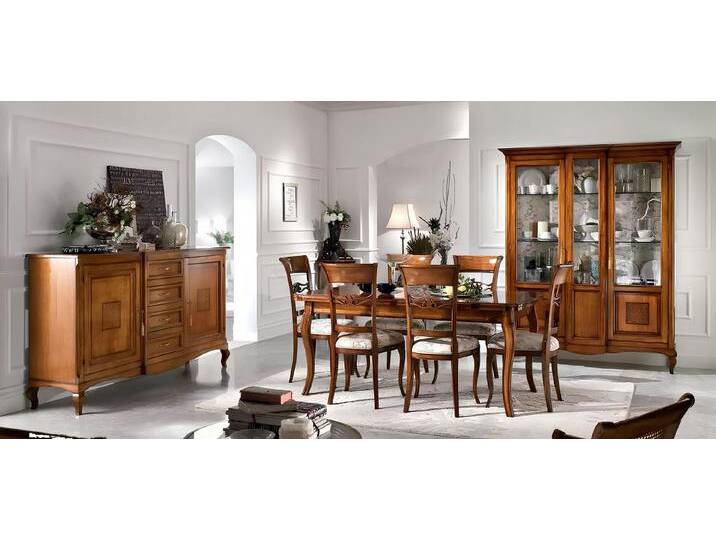 Xlmoebel Sideboard Tisch mit 6 Stühlen Esszimmer Set aus Holz und Sideboard (9 St., Set 9 tlg. (Esstisch + 6x Stühle + Sideboard + Vitrine) von OTTO