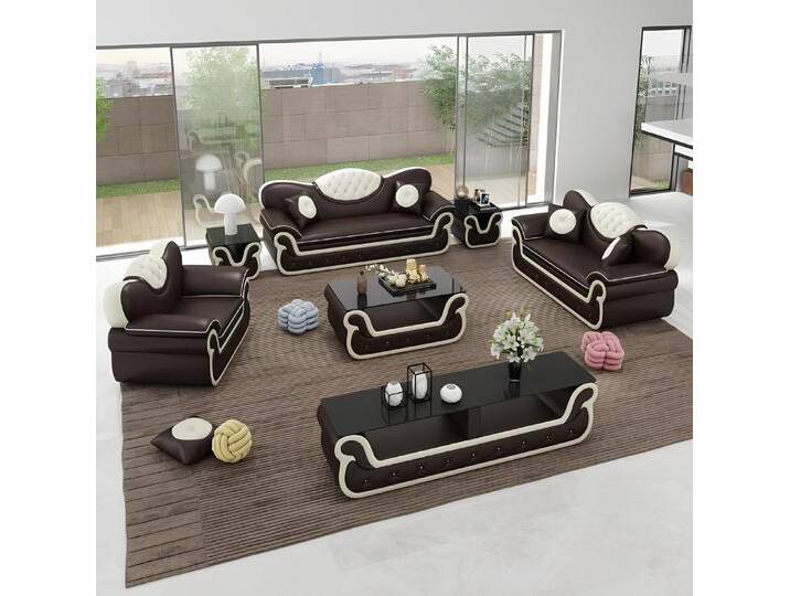 Xlmoebel Polstergarnitur Vollständiges Set Wohnzimmermöbel 7-teilig mit Sitzbank und Sideboard, (Sofagarnitur 3 + 2 + 1 Sitzer + 2xSidetable + Couchtisch + Sideboard) von OTTO