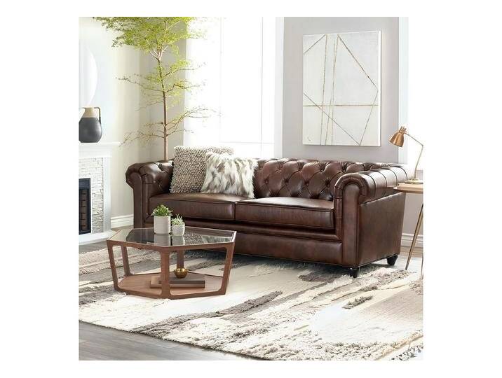 Xlmoebel Sofa Chesterfield Dreisitzer Polstercouch im antiken Stil aus Leder und, Hergestellt in Europa, braun von OTTO