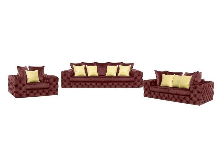 Xlmoebel Sofa Chesterfield Sofagarnitur 3-2-1 Sitzer Design Wohnzimmer Möbel, Hergestellt in Europa, rot von OTTO