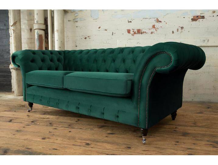 Xlmoebel Sofa Dreisitzer Sofa Chesterfield Polstermöbel Set aus Leder und Textil in, Hergestellt in Europa, grün von OTTO