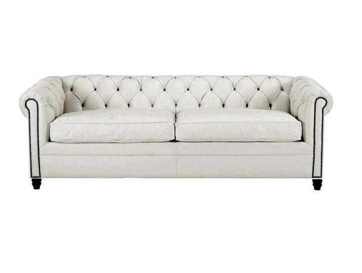 Xlmoebel Chesterfield-Sofa Moderne Dreisitzer Chesterfield Couch in Weiß aus Leder, Hergestellt in Europa, grau, Hellgrau von OTTO
