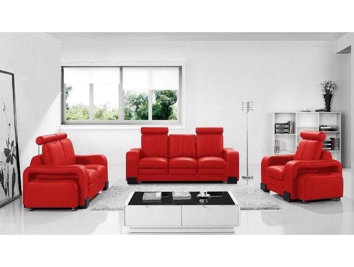 Xlmoebel 2-Sitzer Moderne Zweisitzer Sofa in Kunstleder mit stilvollem Design, Hergestellt in Europa, rot von OTTO