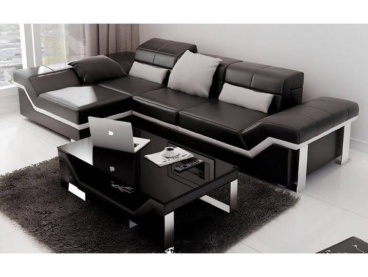 Xlmoebel Sofa Modernes Ledersofa mit Ecksofa und Wohnlandschaft in Design K5007F., Hergestellt in Europa, schwarz von OTTO