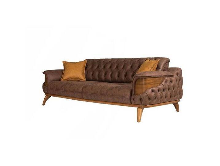 Xlmoebel Chesterfield-Sofa Neue hochwertige Dreisitzer Chesterfield-Sitzgarnitur in braunem Leder, Hergestellt in Europa, braun von OTTO