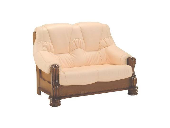 Xlmoebel 2-Sitzer Neues Zweisitzer-Sofa aus Holz und Leder für das Wohnzimmer, Hergestellt in Europa, beige von OTTO