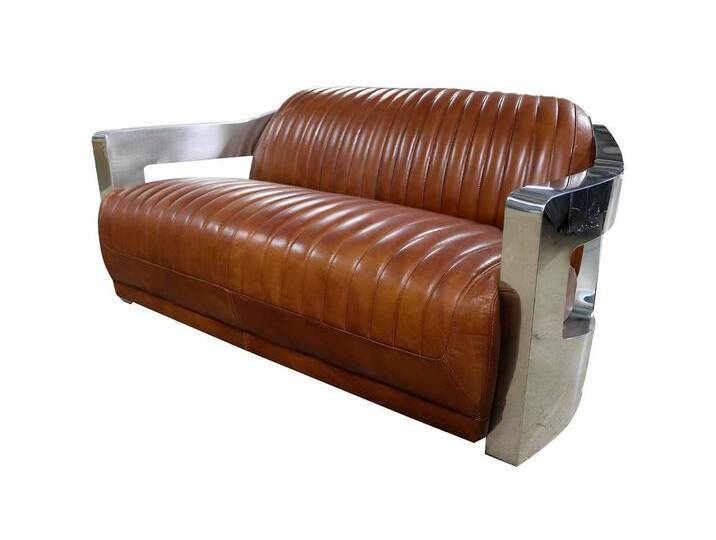 Xlmoebel 2-Sitzer Vintage Zweisitzer Ledersofa im Retro-Design mit echtem Leder, Hergestellt in Europa, braun von OTTO