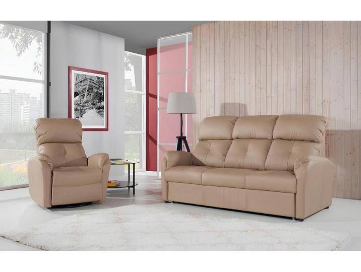 Xlmoebel 2-Sitzer Zweisitzer-Sofa mit modernem Design aus Leder und Polsterung, Hergestellt in Europa, beige von OTTO