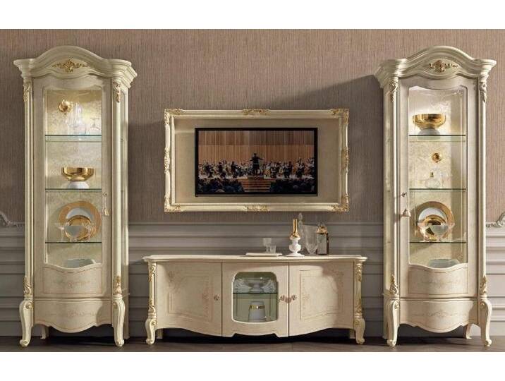 Xlmoebel TV-Schrank Wohnzimmer TV-Schrank Rahmen aus Holz in Design-Möbeln Set (TV Schrank + Rahmen) Hergestellt in Europa, beige von OTTO