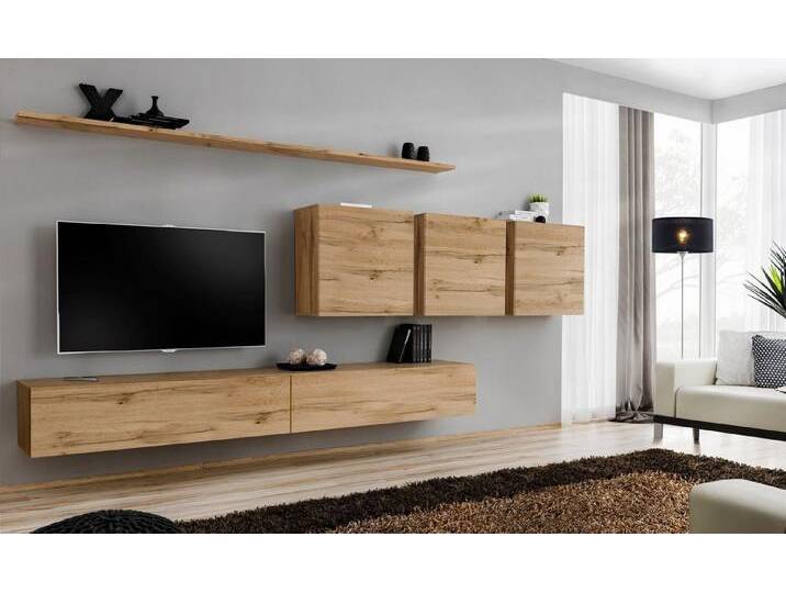 Xlmoebel TV-Wand Wandmöbel Wohnzimmer Regal Schrank Sideboard Gestalter, (8-St., 1x Wohnwand + 2x TV Ständer + 3x Wandschrank + 2x Wandregal) von OTTO