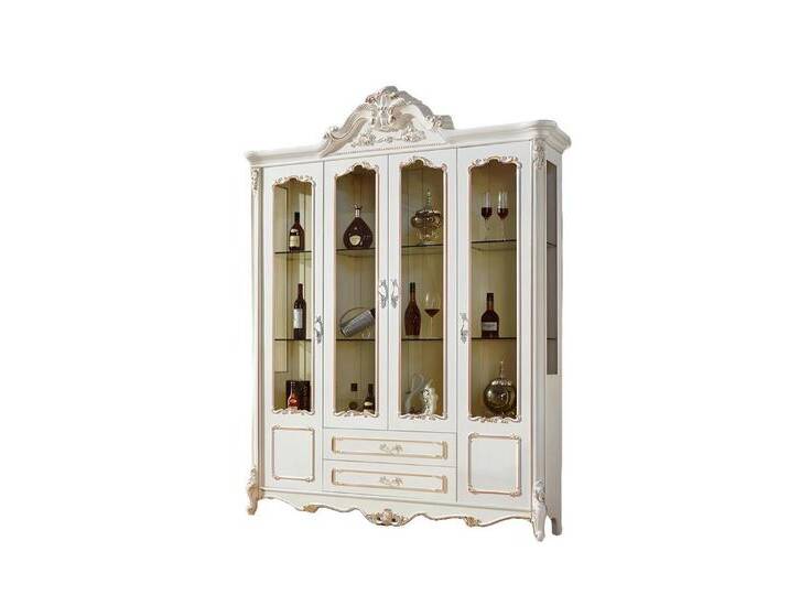 Xlmoebel Vitrine Barock Glasschrank in antikem Stil aus Holz - Vitrine für Schmuck (Vitrine) Hergestellt in Europa, weiß von OTTO