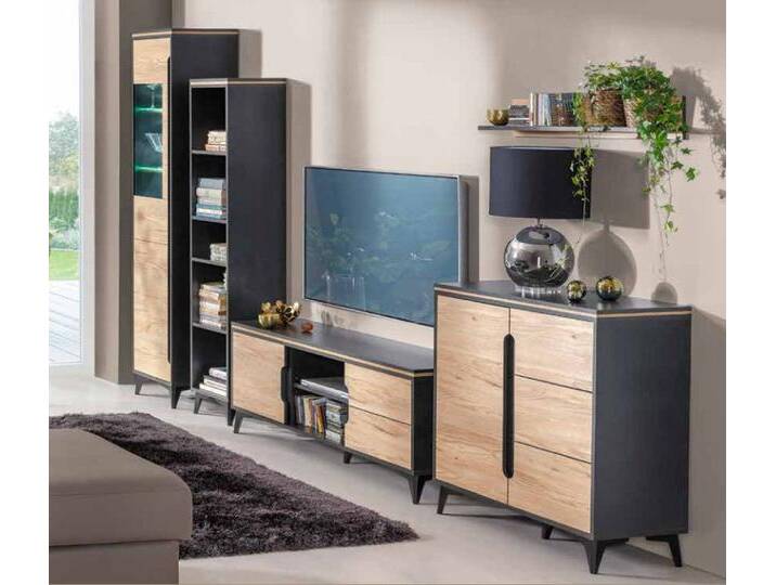 Xlmoebel Wohnwand Exquisites Designer-Wohnzimmermöbel-Set in Grau-Beige mit Vitrine, (Wohnzimmer Set), Hergestellt in Europa, grau von OTTO