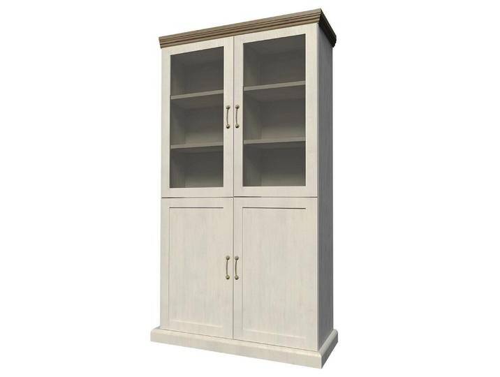 Xlmoebel Vitrine Glasvitrine Landhaus Design Schrank XXL mit Kommode (1-St., Vitrine) Hergestellt in Europa, weiß von OTTO
