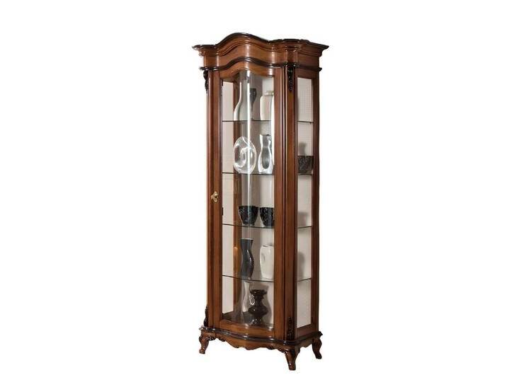 Xlmoebel Vitrine Massive Holz-Wohnzimmerschrank mit Glasvitrine in echtem Holzstil. (1-St., Vitrine) Hergestellt in Europa, braun von OTTO