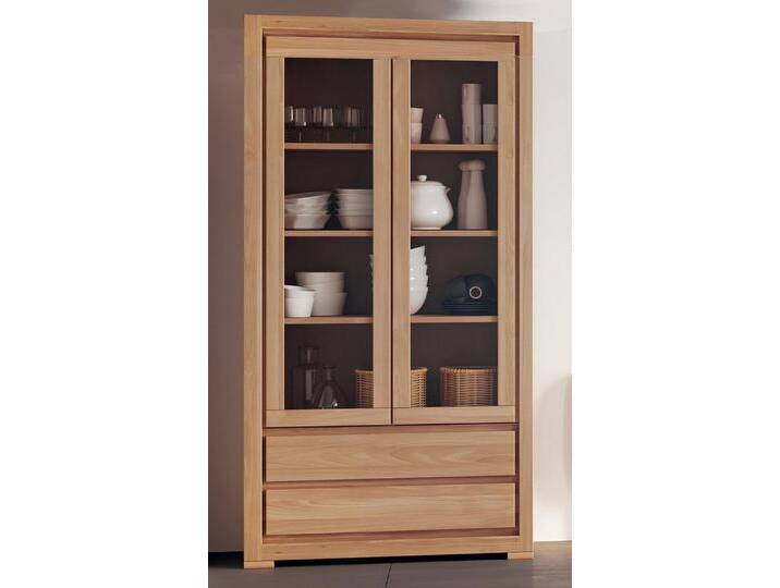 Xlmoebel Vitrine Neue Vollholz Wohnzimmer-Vitrine aus Glas - Massivholz-Schrank (Vitrine) Hergestellt in Europa, beige von OTTO