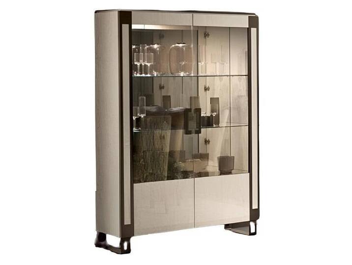 Xlmoebel Vitrine Standvitrine mit 2 Türen – modernes Wohnzimmer Design Möbel (Vitrine) Hergestellt in Italy, grau von OTTO