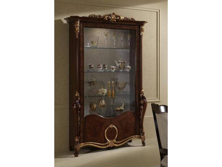 Xlmoebel Vitrine Wohnzimmer Einrichtungsstück Traditionelle Holz-Glas Vitrine Schrank Hergestellt in Europa, braun von OTTO