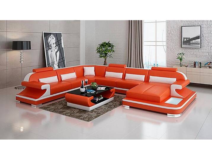 Xlmoebel Wohnlandschaft Ecksofa Multifunktional Modern Premium U-Form Sofa Ottomane, Hergestellt in Europa, orange von OTTO