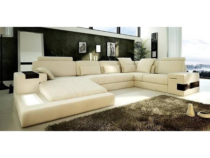 Xlmoebel Wohnlandschaft Großes Ledermöbel mit modernem Design für das Wohnzimmer, Hergestellt in Europa, beige, Variante B, Beige von OTTO