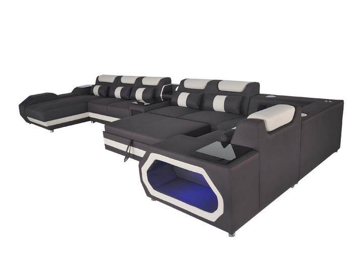 Xlmoebel Wohnlandschaft Großes modernes Ledersofa mit USB-Beleuchtung in Eckform, Hergestellt in Europa, schwarz von OTTO