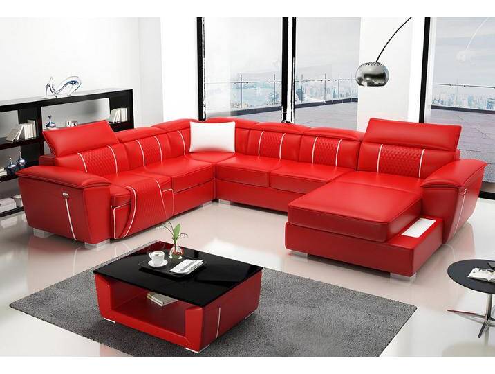 Xlmoebel Wohnlandschaft Hochwertiges Ledersofa in U-Form - Designer Couch aus Leder, Hergestellt in Europa, rot Xlmoebel Wohnlandschaft Hochwertiges Ledersofa in U-Form - Designer Couch aus Leder, Hergestellt in Europa, rot von OTTO