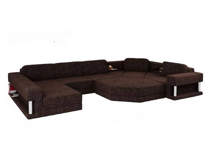 Xlmoebel Wohnlandschaft Neues Ecksofa in U-Form mit Design, Bettfunktion aus Textil oder Leder, Hergestellt in Europa, braun, Variante A von OTTO