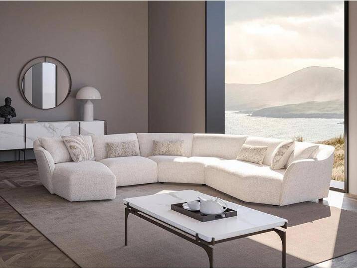 Xlmoebel Wohnlandschaft Neues Möbel-Set für das Wohnzimmer: Ecksofa in U-Form mit luxuriöser, Hergestellt in Europa, weiß, Variante B von OTTO