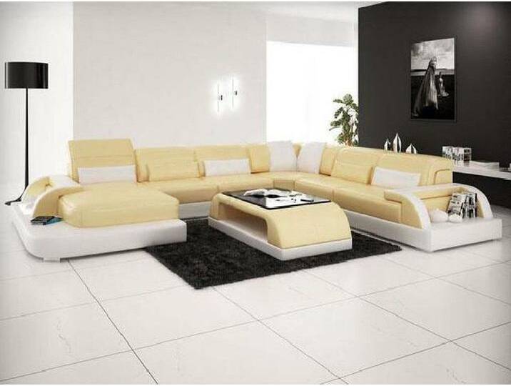 Xlmoebel Wohnlandschaft Sofa mit Polsterung in modernem Design und U-Form aus Leder, 1 Teile, Hergestellt in Europa, beige, Variante B Xlmoebel Wohnlandschaft Sofa mit Polsterung in modernem Design und U-Form aus Leder, 1 Teile, Hergestellt in Europa, beige, Variante B von OTTO