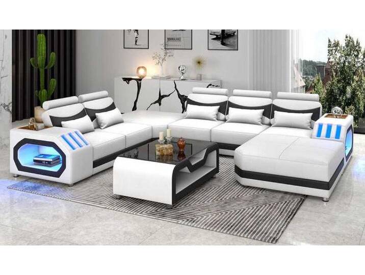 Xlmoebel Wohnlandschaft Riesiges Ecksofa U-Form XXL Ledercouch Weiß für Wohnzimmer, 1 Teile, Hergestellt in Europa, weiß, Variante A von OTTO