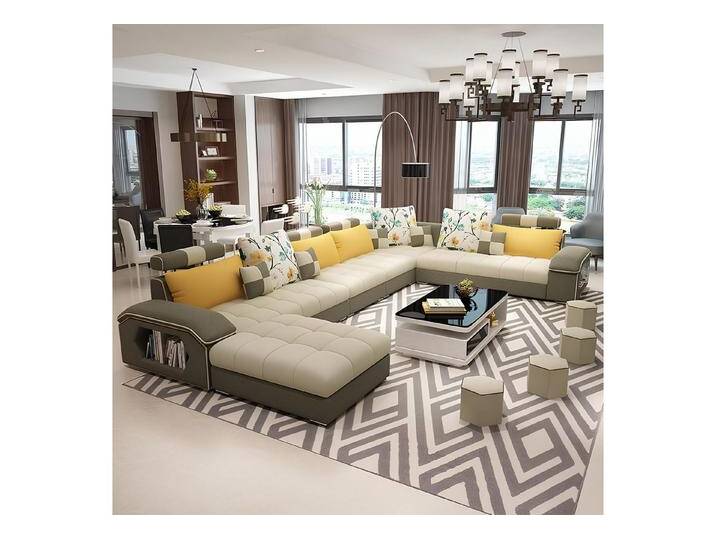 Xlmoebel Wohnlandschaft mit U-Form und Ecksitzbereich, Polstermöbel aus Stoff, Hergestellt in Europa, beige von OTTO