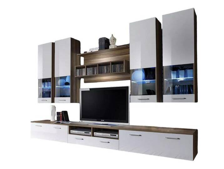 Xlmoebel Wohnwand Design TV Regal Lowboard Schrank Holz Premium Möbel, (8-St., 3x TV-Ständer/Wandregal/4x Wandschrank), Hergestellt in Europa von OTTO