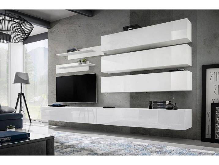 Xlmoebel Wohnwand Designer Wohnbereich Set Wandregale Wohnzimmermöbel TV-Halter, (8-St., 1x Wohnwand + 2x TV Ständer + 3x Wandschrank + 2x Wandregal) von OTTO