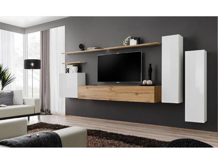 Xlmoebel Wohnwand Designer Wohnwand Regal Set 8tlg Modern Luxus Wohnzimmer, (8-St., Wohnwand + TV Ständer + 3x Wandschrank + 3x Wandregal) von OTTO