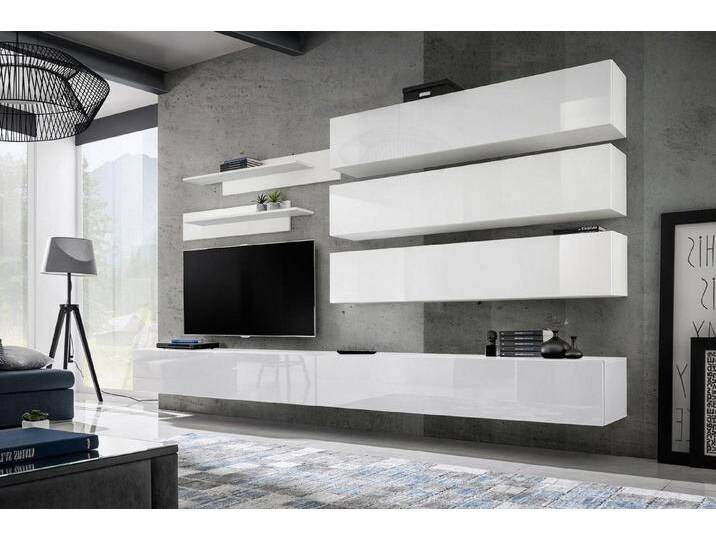 Xlmoebel Wohnwand Designer Wohnzimmer Ensemble Wandregale Wohnmöbel TV-Standhalter, (7-St., 1x Wohnwand + 2x TV Ständer + 3x Wandschrank + 2x Wandregal) von OTTO
