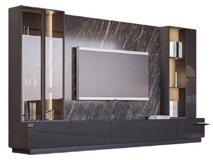 Xlmoebel Wohnwand Designer Wohnzimmermöbel-Set mit 6 Teilen, Luxus Wohnwand aus Holz, (1-St., Wohnwand), Hergestellt in Europa, grau von OTTO