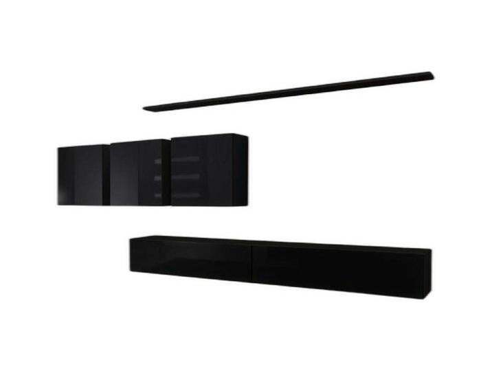 Xlmoebel Wohnwand Dunkel Wohnwand Wohnraum Möbel Zeitgemäß Designer Sideboard, (8-St., 1x Wohnwand + 2x TV Ständer + 3x Wandschrank + 2x Wandregal) von OTTO