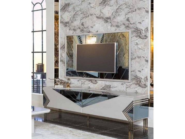 Xlmoebel Wohnwand Exklusive Weiß Wohnzimmermöbel Set Moderne TV-Kommode Designer, (2-St., 2tlg.Wonzimmer Set (TV-Schrank+TV-Rahmen) von OTTO