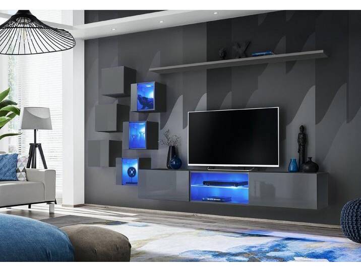 Xlmoebel Wohnwand Exklusive Wohnkombination 8-teiliges Regal-Set 6x Wandregal Neu Deko, (8-St., TV Ständer + 6x Wandschrank + Wandregal) von OTTO