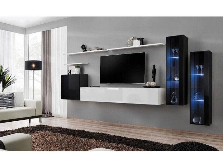 Xlmoebel Wohnwand Gestaltung Helle Wandregal TV-Möbel Luxus Wohnzimmerschrank Vitrine, (8-St., 1x Wohnwand + 1x TV Ständer + 3x Wandschrank + 3x Wandregal) von OTTO