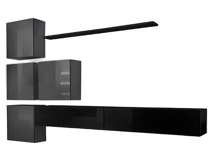 Xlmoebel Wohnwand Gestaltung Wohnmöbel Sideboard 2x Wandregal rtv Flachschrank, (7-St., 1x Wohnwand + 2x TV Ständer + 4x Wandschrank + 1x Wandregal) von OTTO